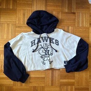H&M Navy Cropped Slouchy Hawks Hoodie